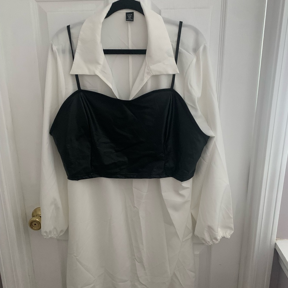 SHEIN 2 Piece Monochrome Layered Long Sleeve Dress NWOT